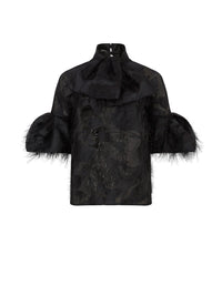 CHEMISE LAVALIERE AVEC MANCHES COCON - Noir