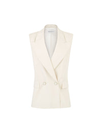 VESTE CROISÉE SANS MANCHES - Beige