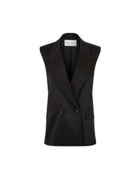 VESTE SANS MANCHES À DOUBLE BOUTONNAGE - Noir