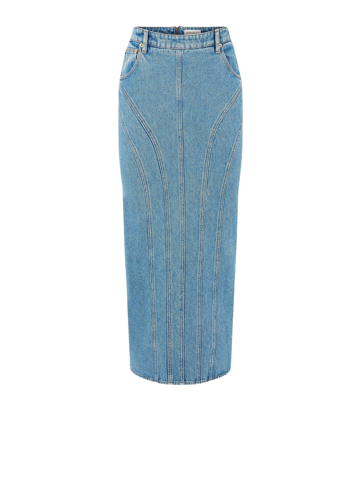 JUPE EN DENIM AVEC DÉTAILS COUTURE - Bleu