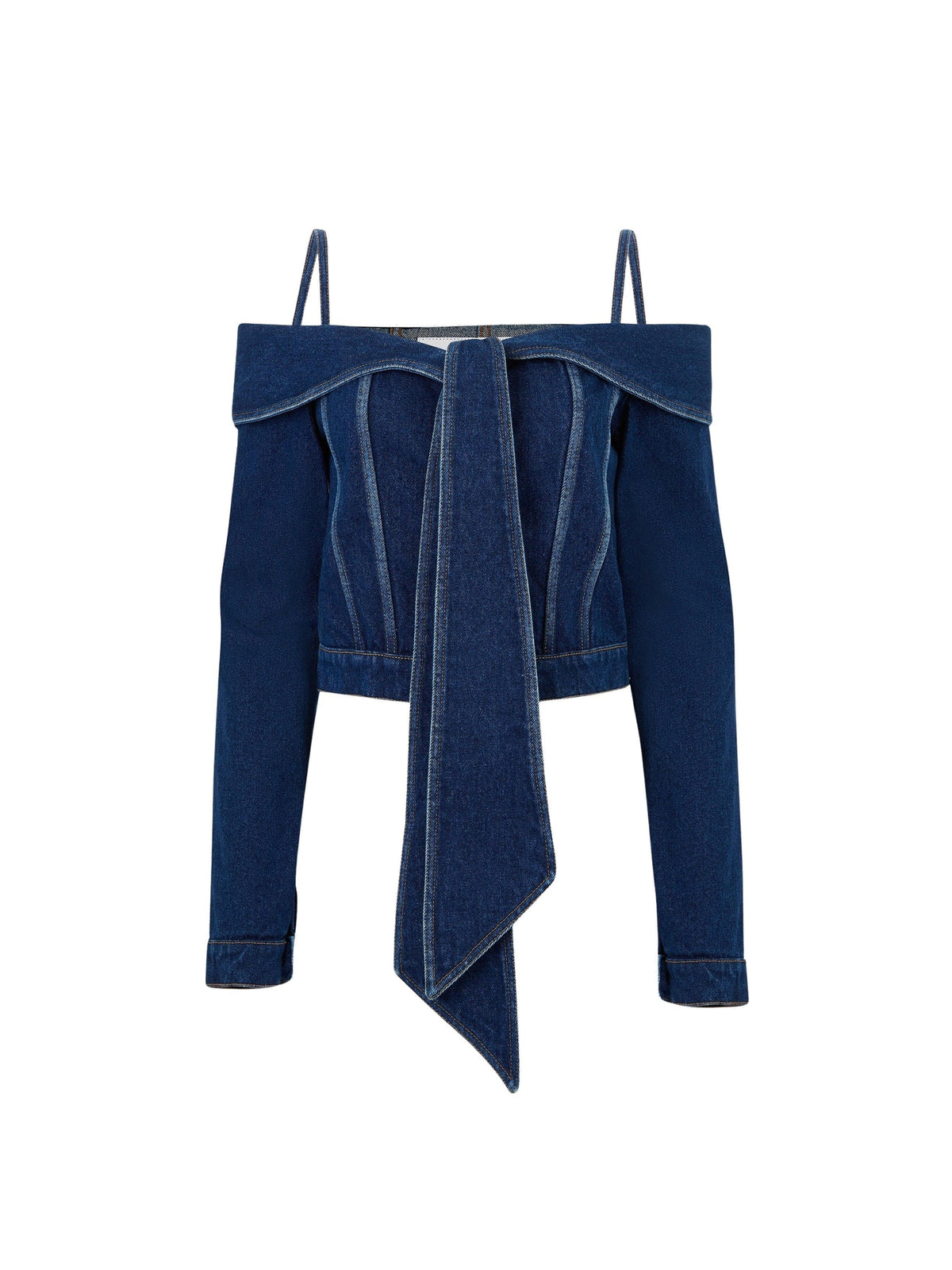 VESTE EN JEAN ÉPAULE DÉNUDÉE - Bleu