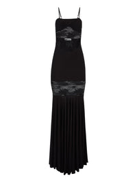 ROBE SIRÈNE À EMPIÈCEMENTS EN DENTELLE - Noir