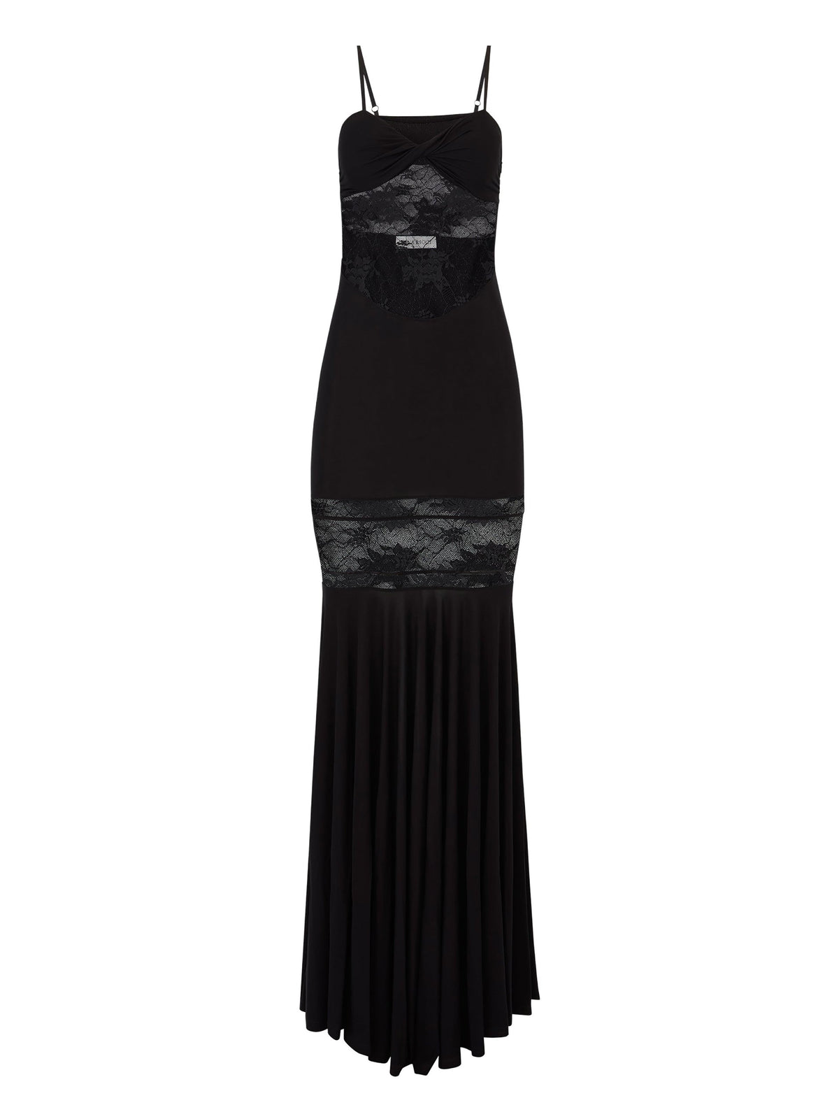 ROBE SIRÈNE À EMPIÈCEMENTS EN DENTELLE - Noir