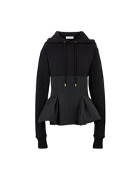 SWEAT À CAPUCHE AVEC UN PÉPLUME CONTRASTANT - Noir