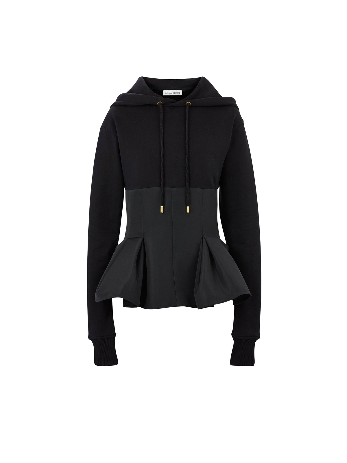 SWEAT À CAPUCHE AVEC UN PÉPLUME CONTRASTANT - Noir