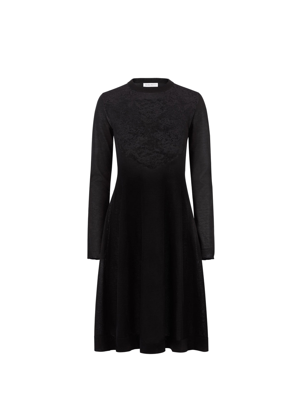 ROBE MIDI TRICOTÉE AVEC INCERTS EN DENTELLE