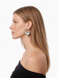 Boucles d'oreilles Charm cœur en laiton - Argent