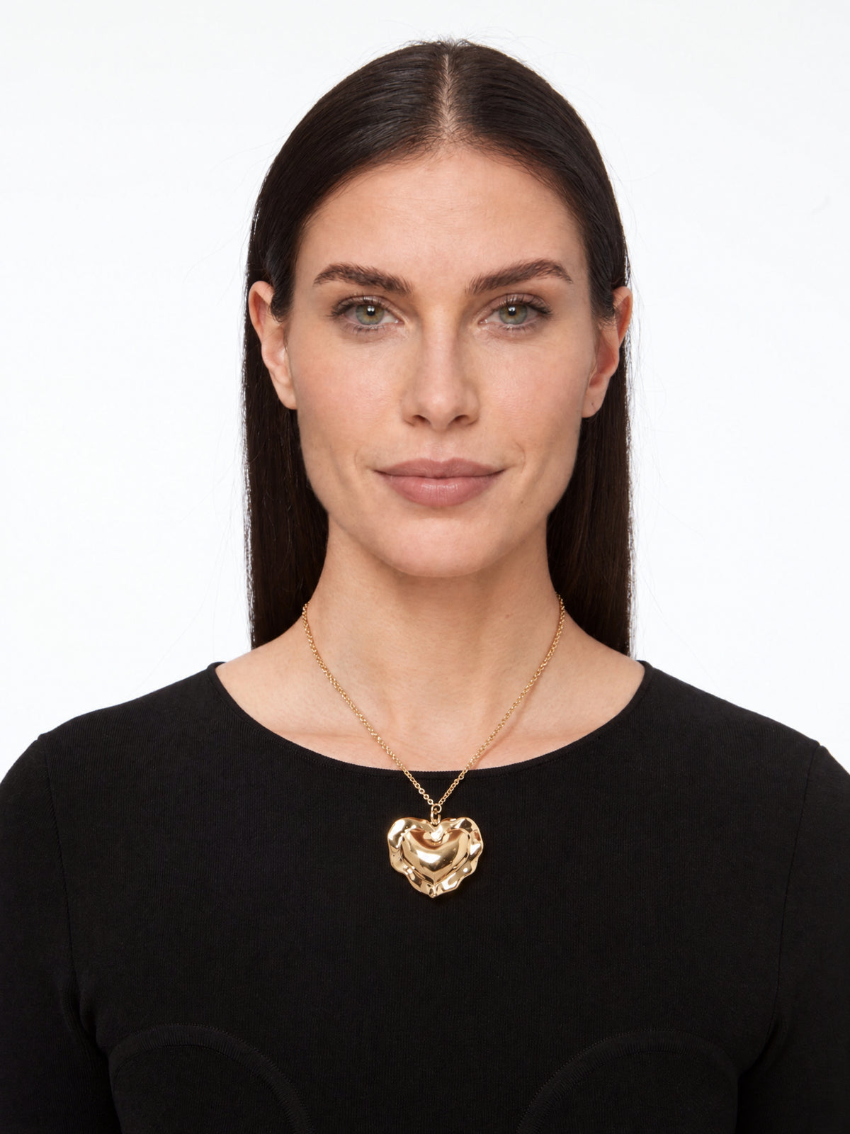 Collier Cœur coussin en laiton - Doré