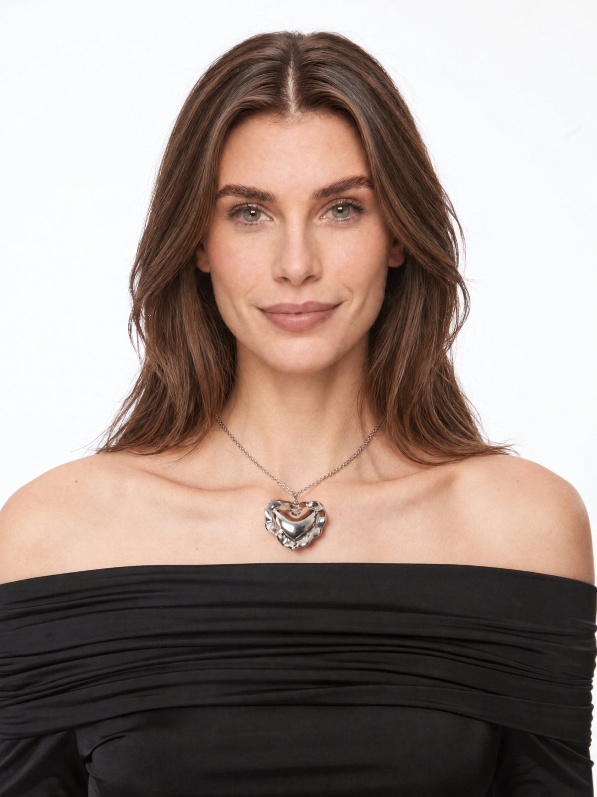 Collier Cœur coussin en laiton - Argent