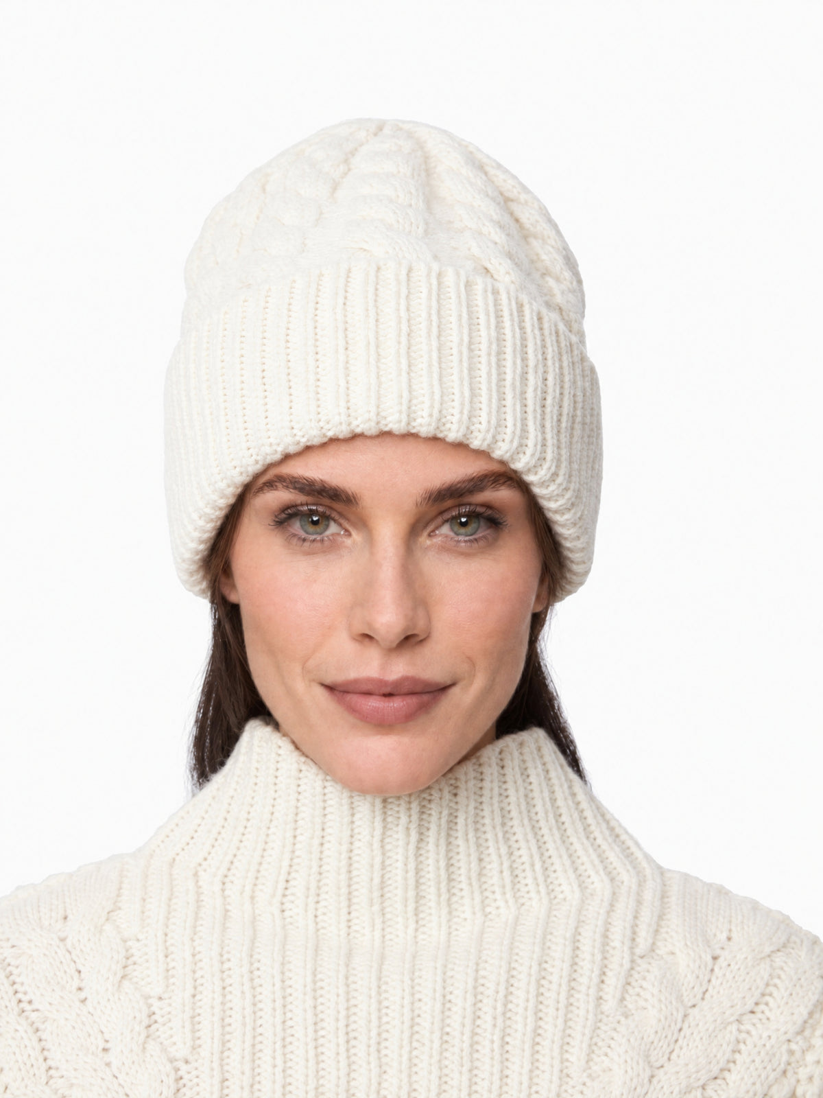 Bonnet tricoté en laine - Beige