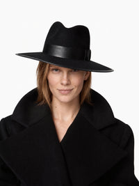 Chapeau fedora en feutre de laine - Noir