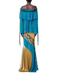 Silk ruffled blouse - Blue