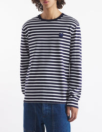 T-shirt Bold Fox Head à manches longues - Navy Stripes