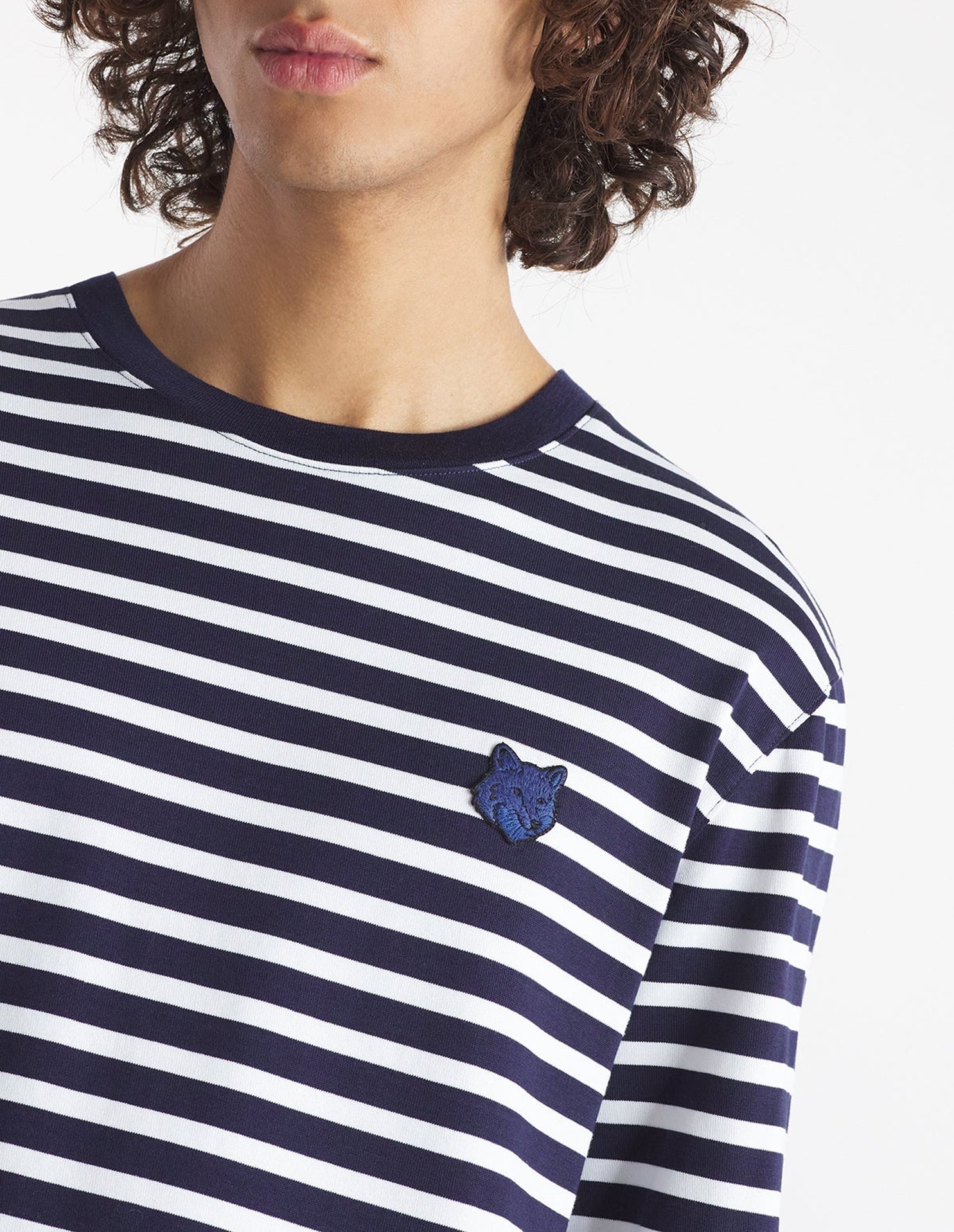 T-shirt Bold Fox Head à manches longues - Navy Stripes