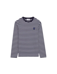 T-shirt Bold Fox Head à manches longues - Navy Stripes