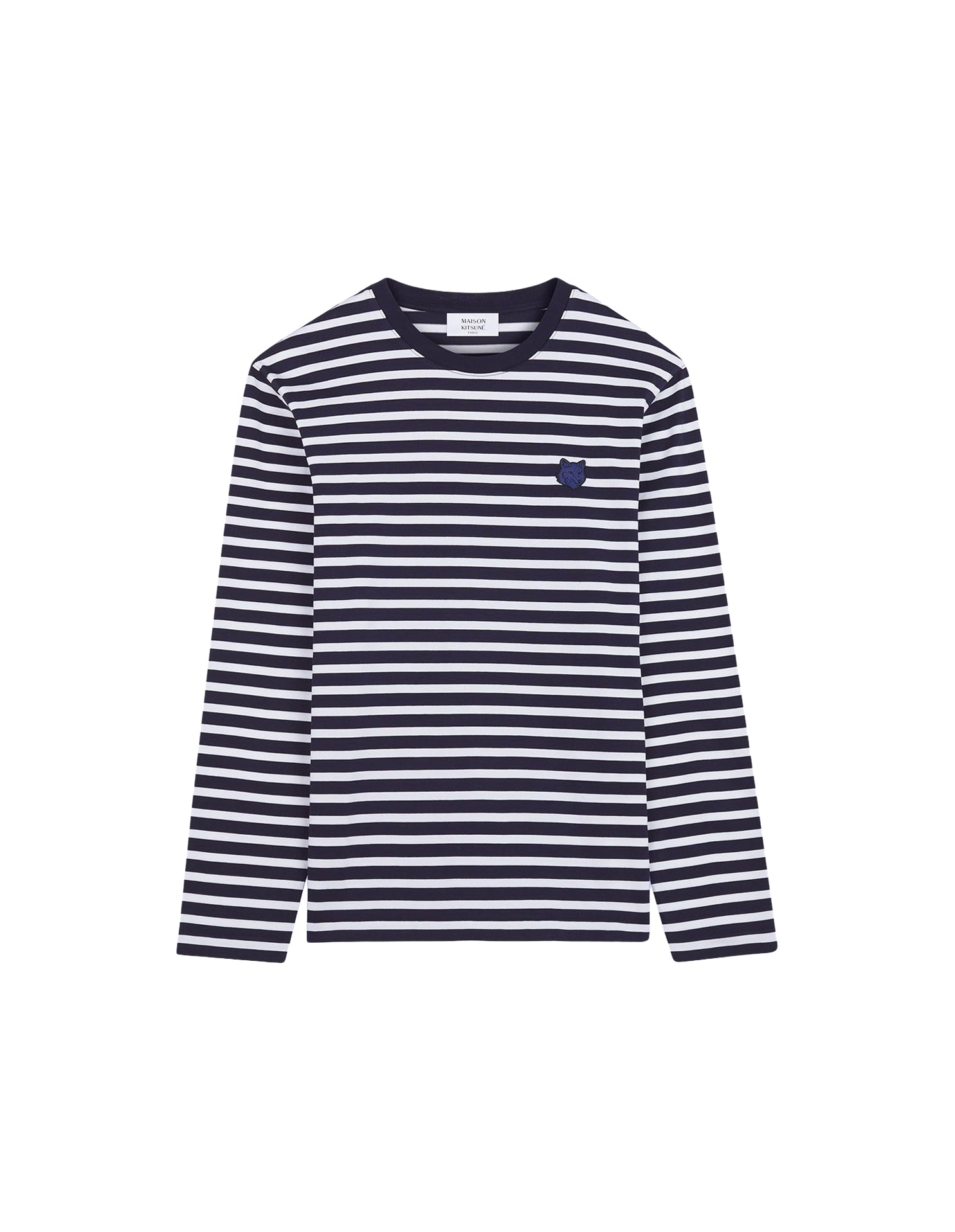 T-shirt Bold Fox Head à manches longues - Navy Stripes