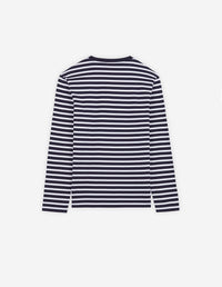 T-shirt Bold Fox Head à manches longues - Navy Stripes
