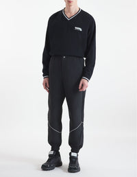 Long-sleeved V-neck jumper - Black