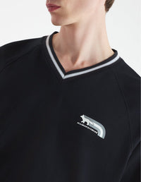Long-sleeved V-neck jumper - Black