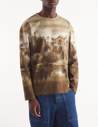 T-shirt à manches longues avec impression et broderie - Smoke