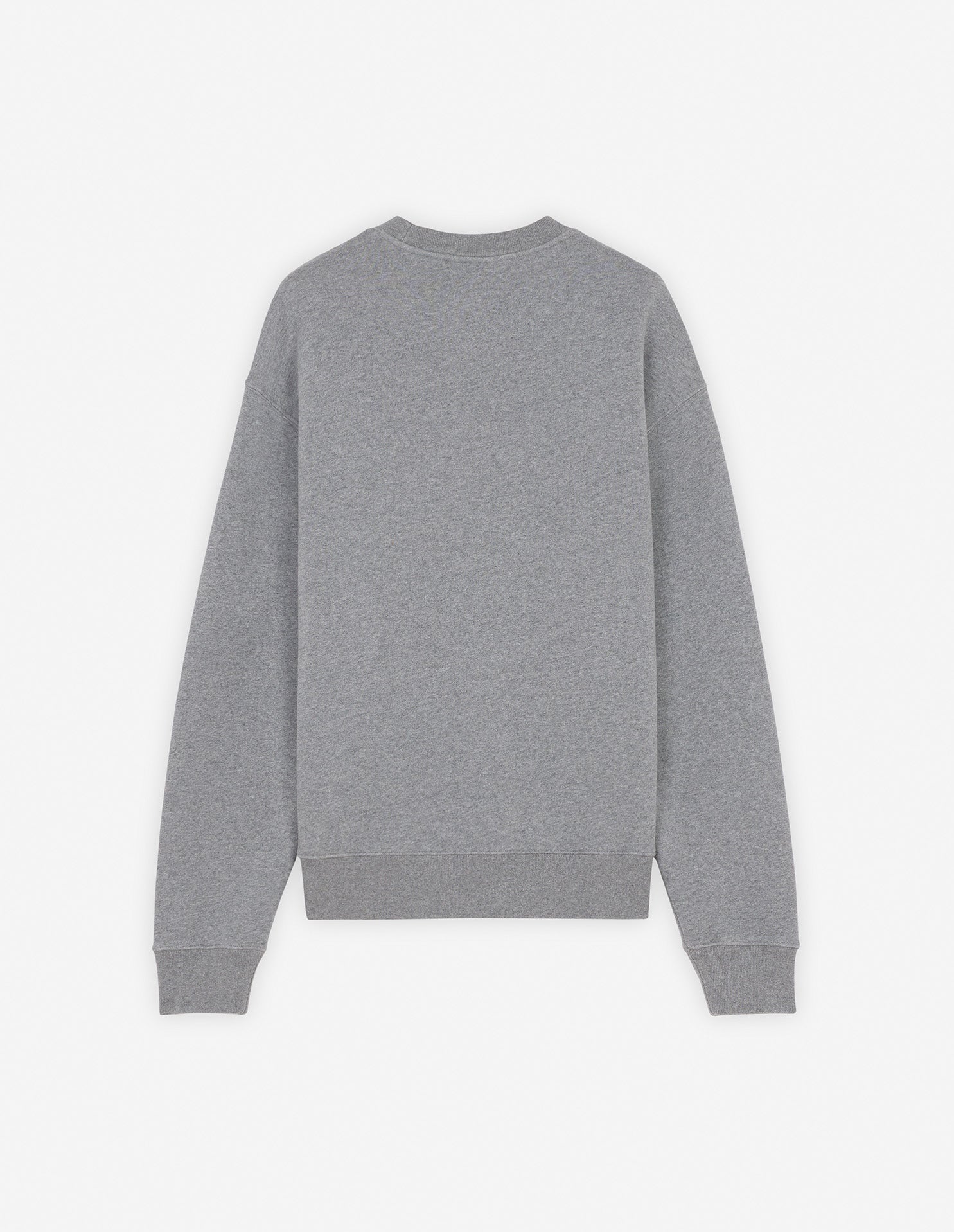 Round-neck sweatshirt with front embroidery - Medium Grey Melange