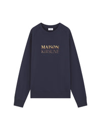 Sweatshirt oversize à col rond avec broderie à l'avant - Navy