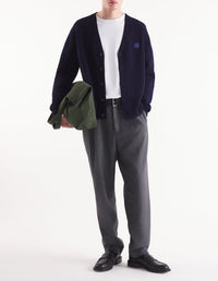 Bold Fox Head wool cardigan - Ink Blue