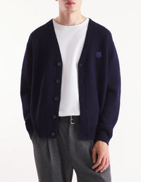 Bold Fox Head wool cardigan - Ink Blue