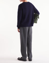 Bold Fox Head wool cardigan - Ink Blue