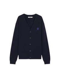 Bold Fox Head wool cardigan - Ink Blue