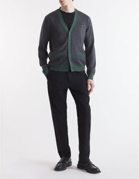 Bold Fox Head cardigan with wool crest - Dark Grey Melange