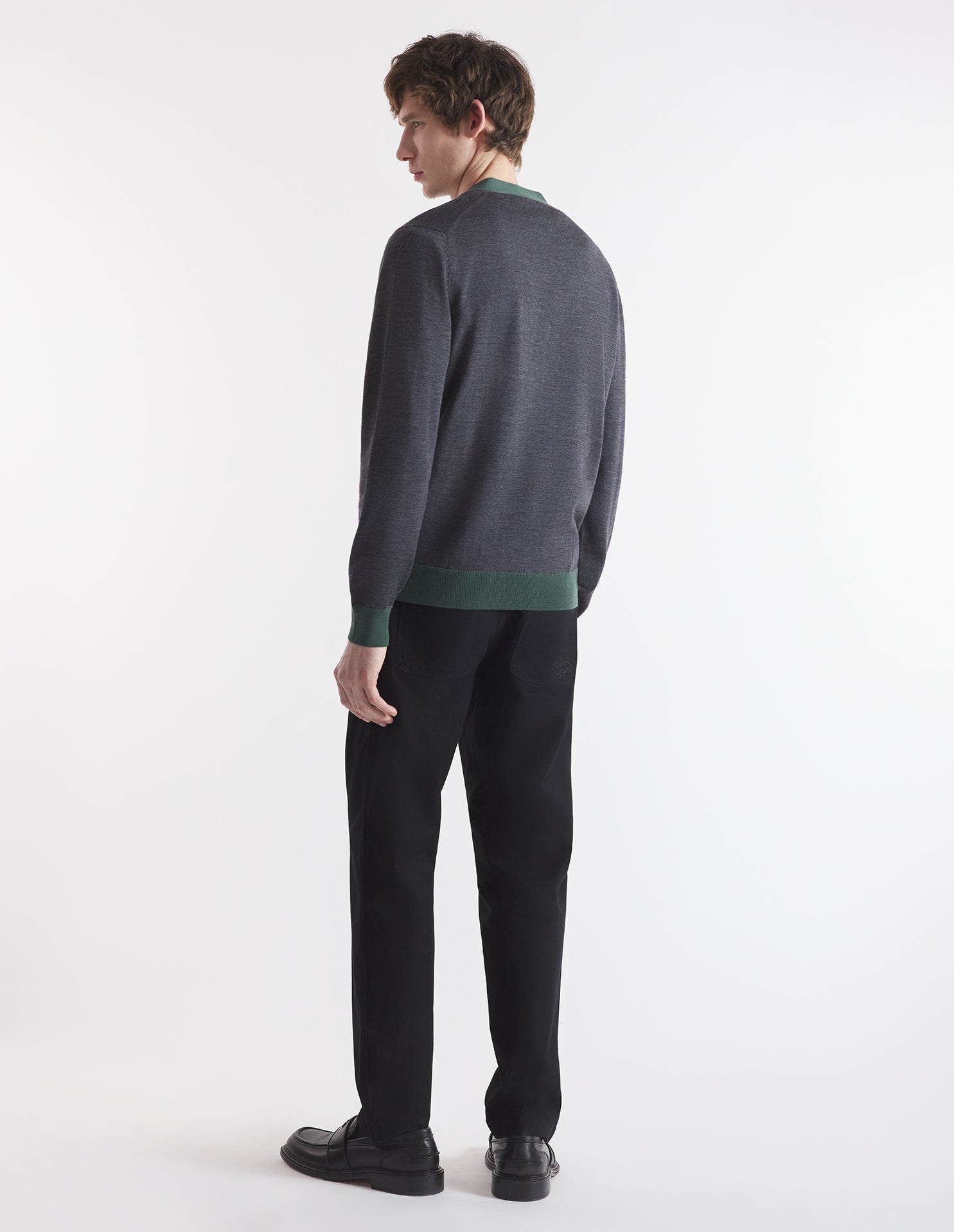 Bold Fox Head cardigan with wool crest - Dark Grey Melange