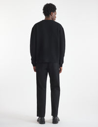 Long-sleeved cardigan with wool crest - Black
