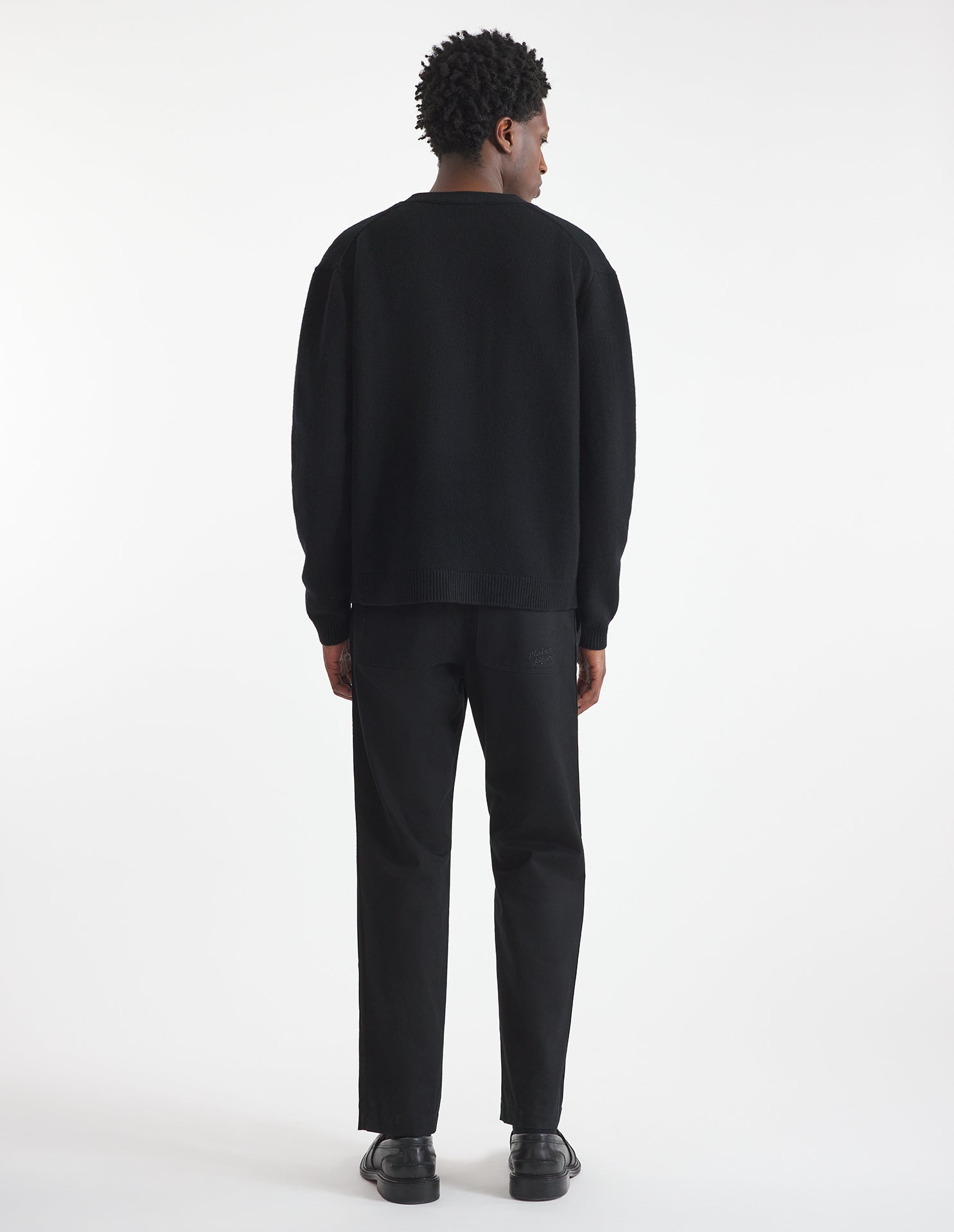 Long-sleeved cardigan with wool crest - Black