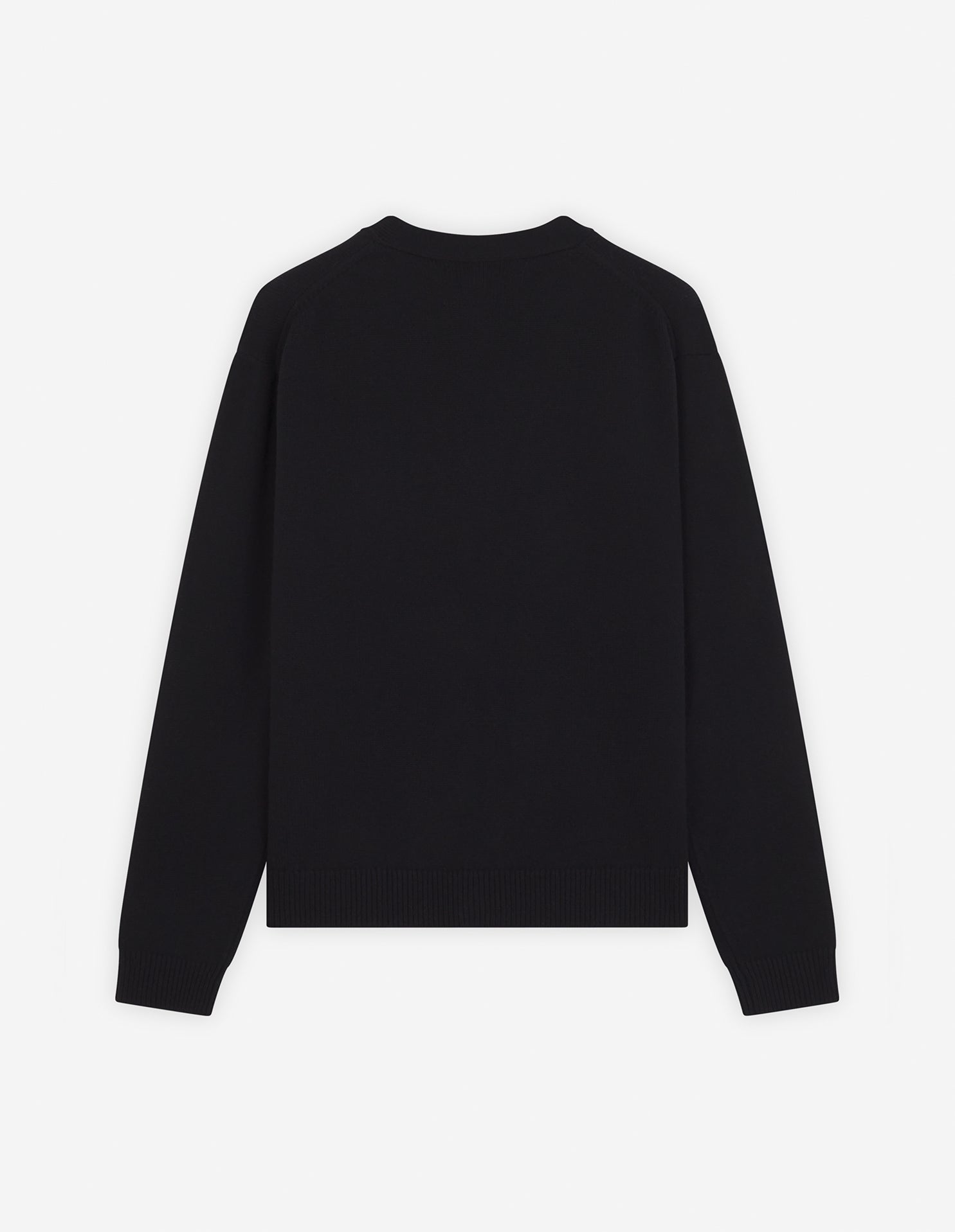 Long-sleeved cardigan with wool crest - Black
