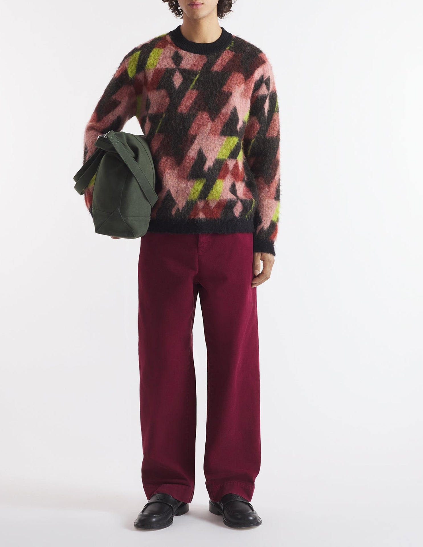 Graphic wool blend jumper - Pecan & Pasture Rose