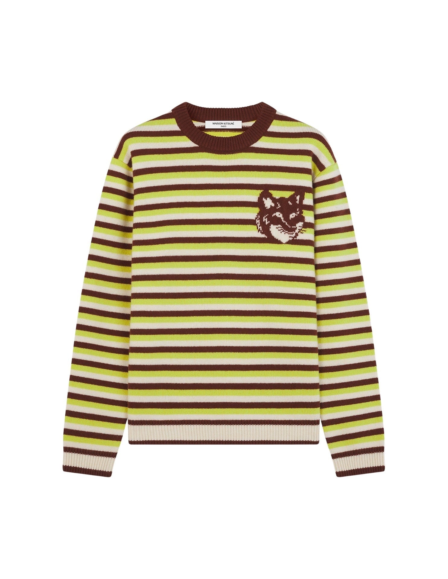 Striped long-sleeved wool jumper - Pecan & Bergamot