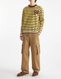 Striped long-sleeved wool jumper - Pecan & Bergamot