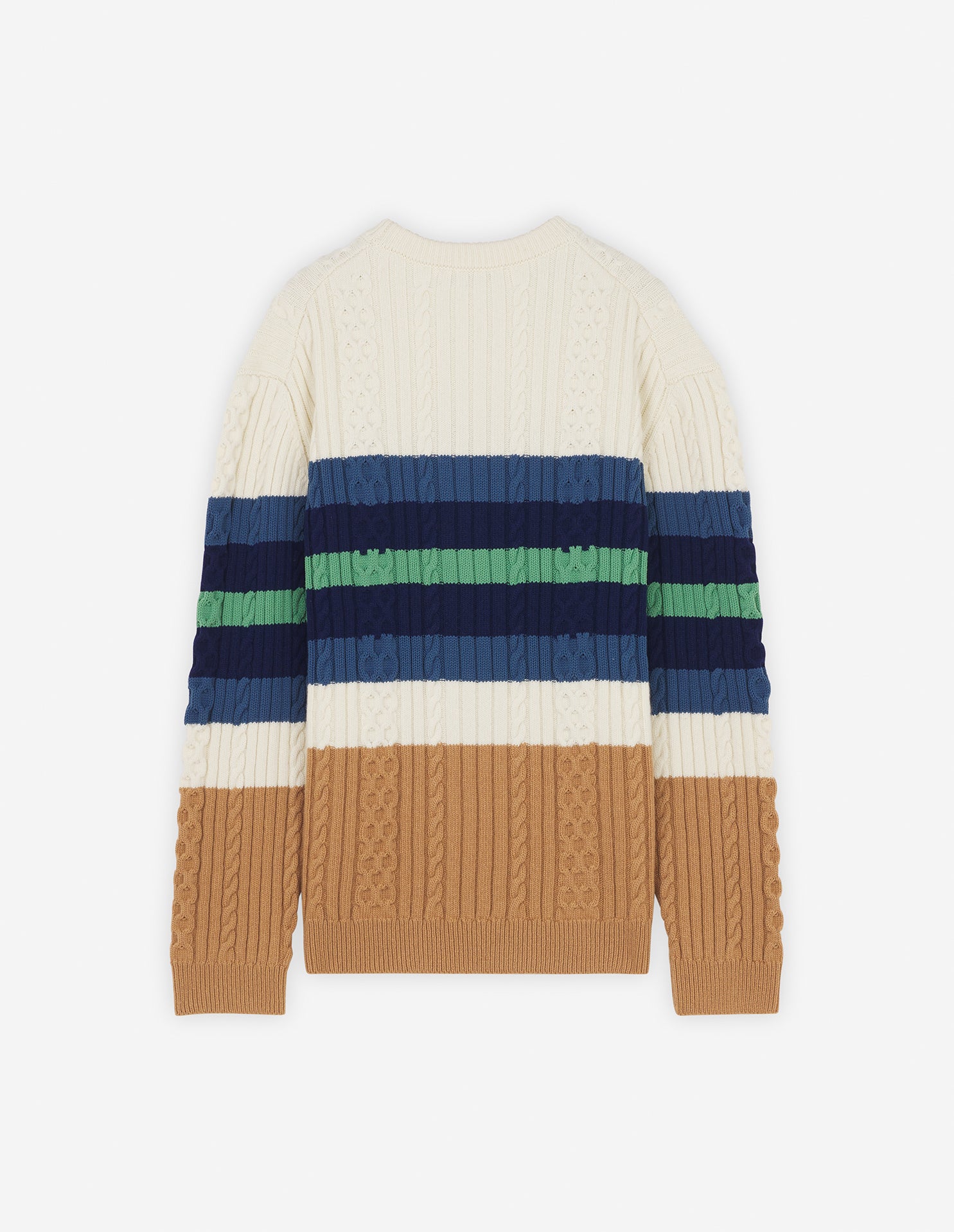 Striped cable jumper in wool - Off White Chamomile