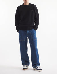 Bold Fox Head jumper with wool patch - Black