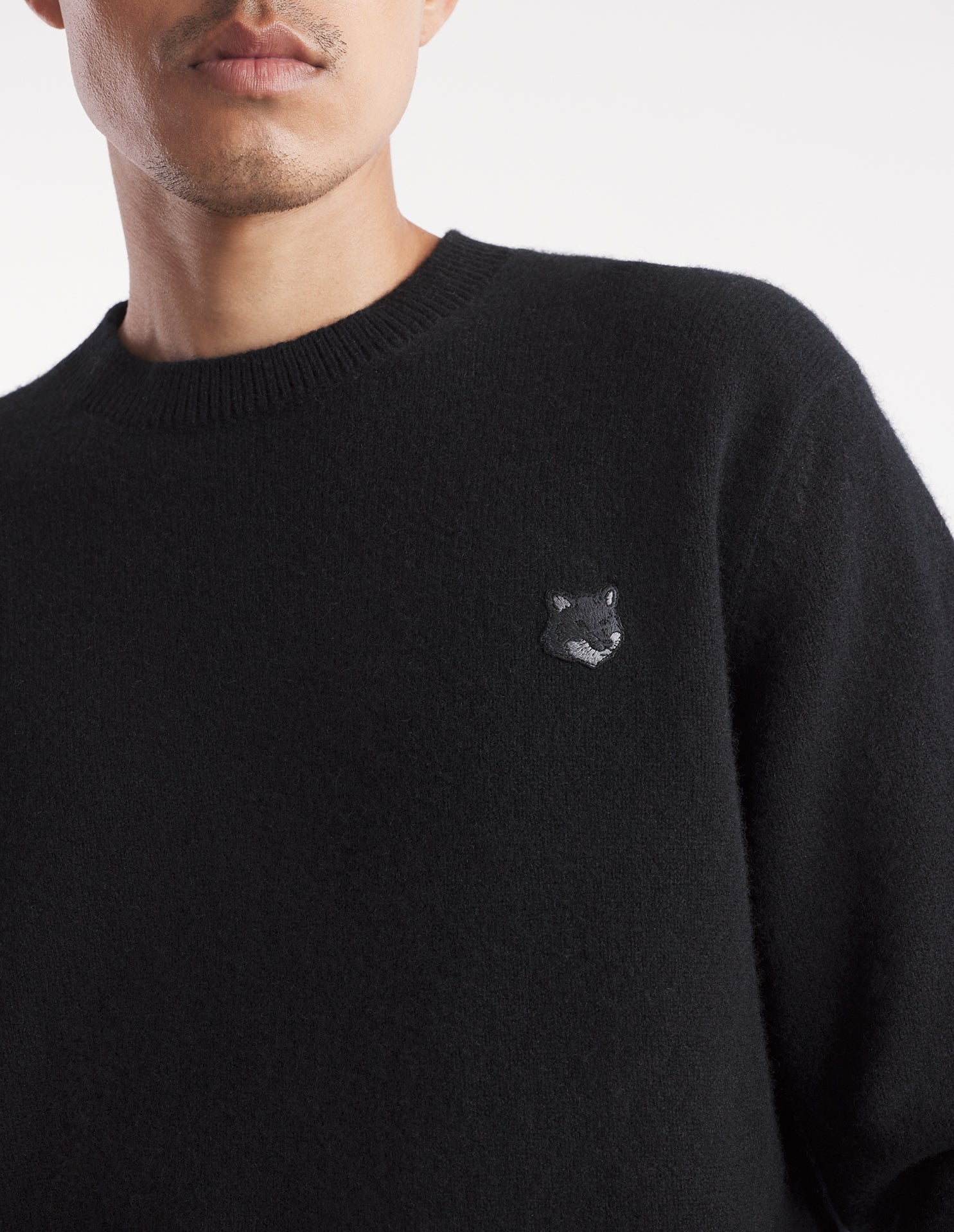 Bold Fox Head jumper with wool patch - Black