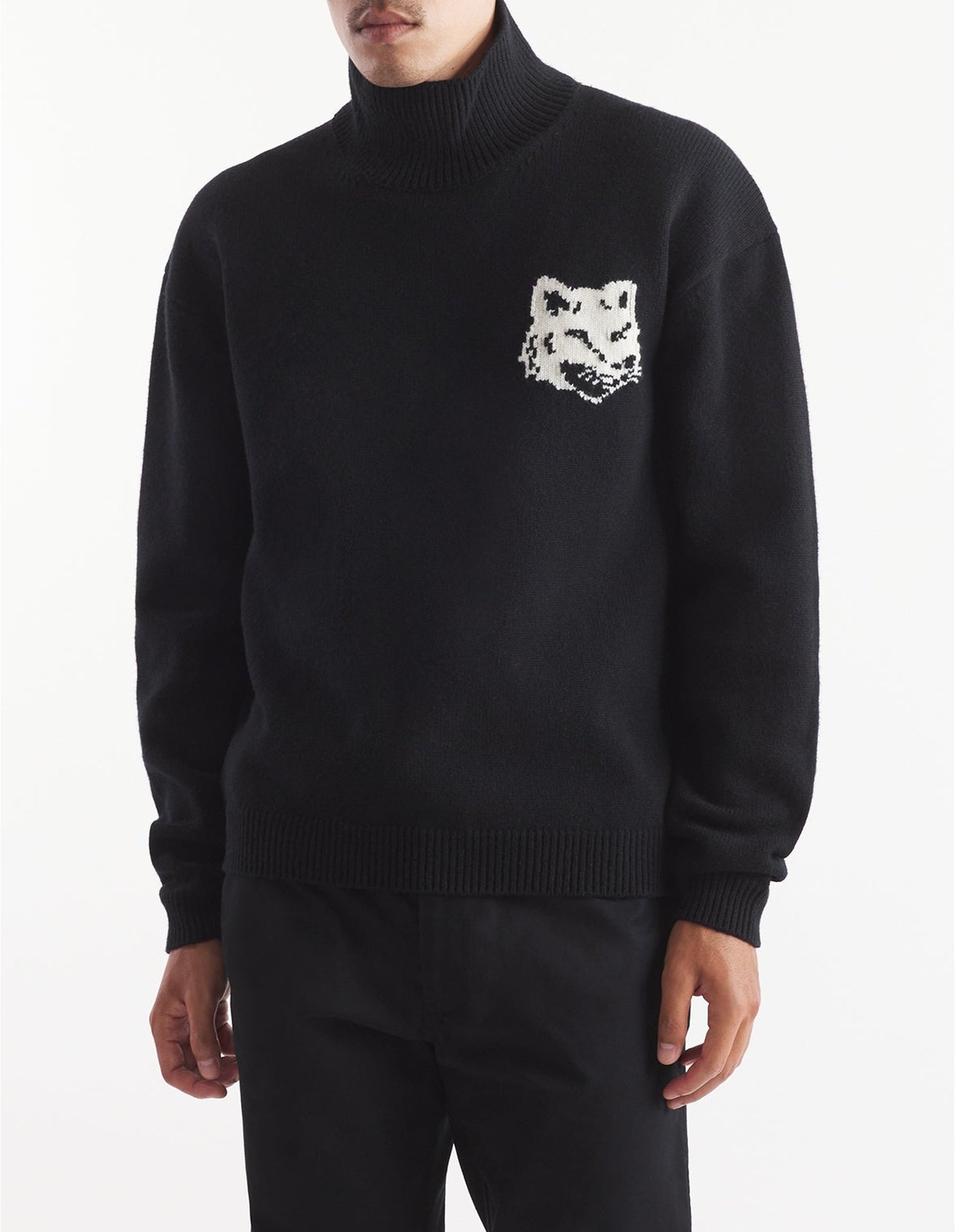 Fox Head wool high neck jumper - Black