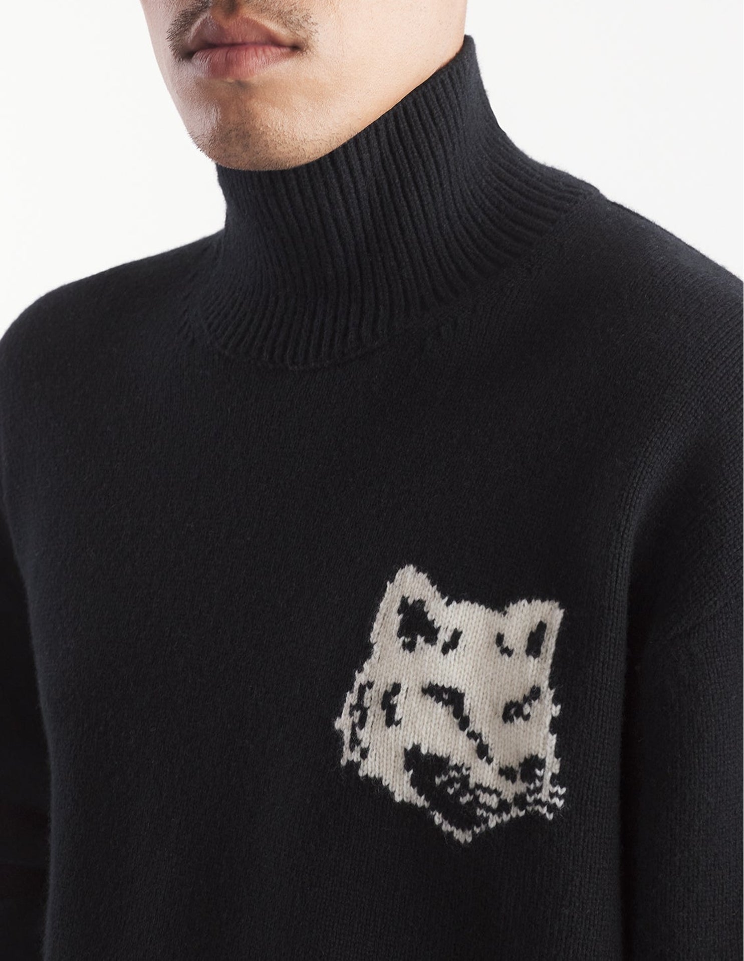 Fox Head wool high neck jumper - Black
