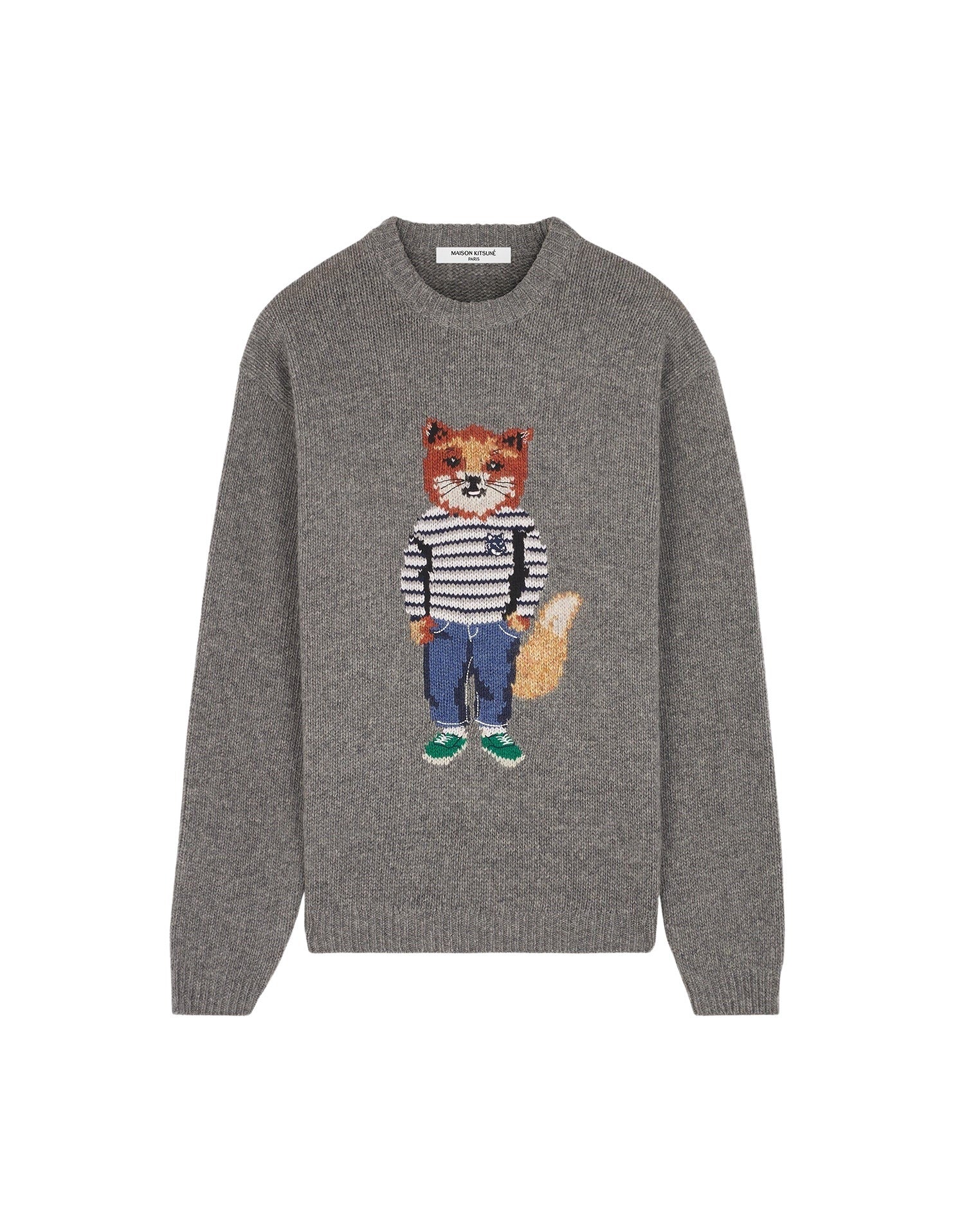 Long-sleeved wool jumper - Medium Grey Melange