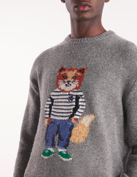 Long-sleeved wool jumper - Medium Grey Melange