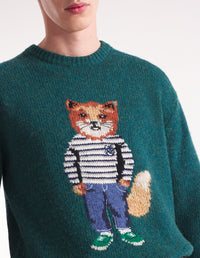 Long-sleeved wool jumper - Pine