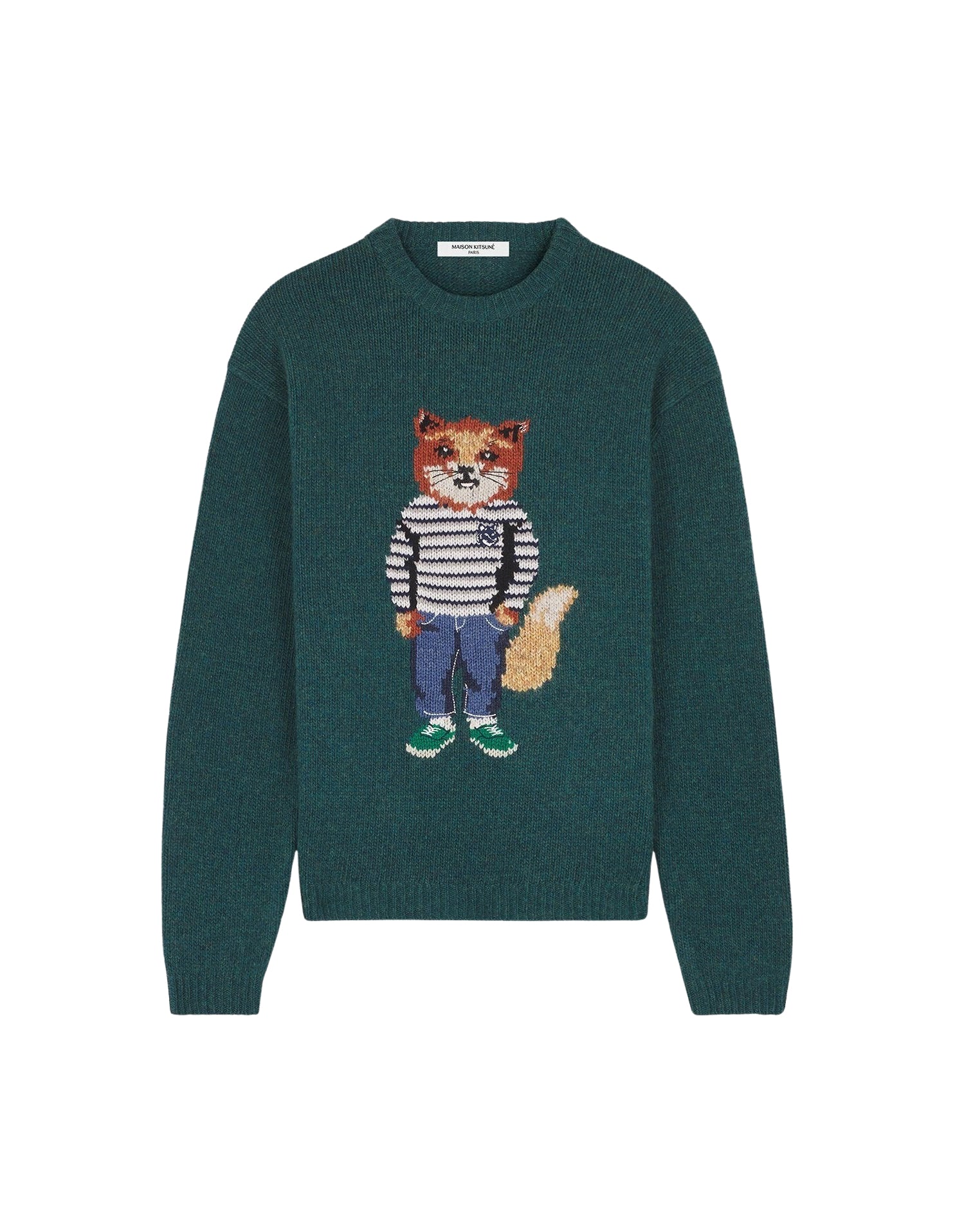 Long-sleeved wool jumper - Pine