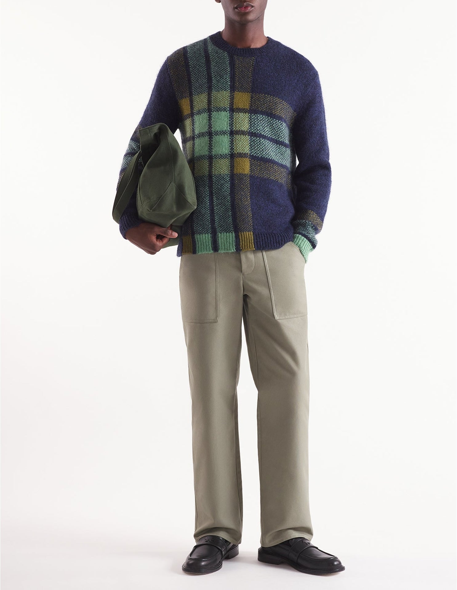 Wool check jumper - Ink & Eucalyptus