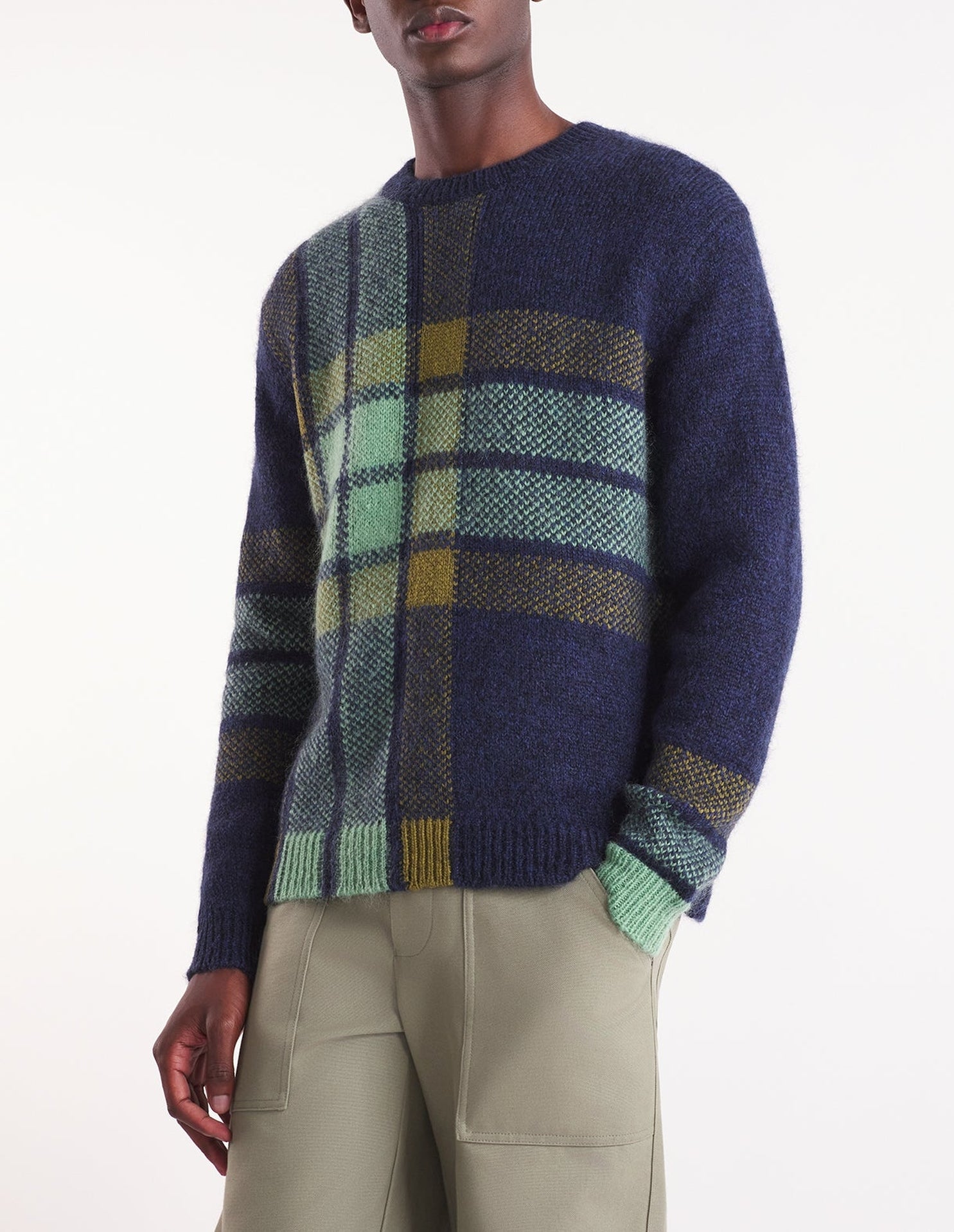 Wool check jumper - Ink & Eucalyptus