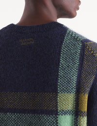 Wool check jumper - Ink & Eucalyptus